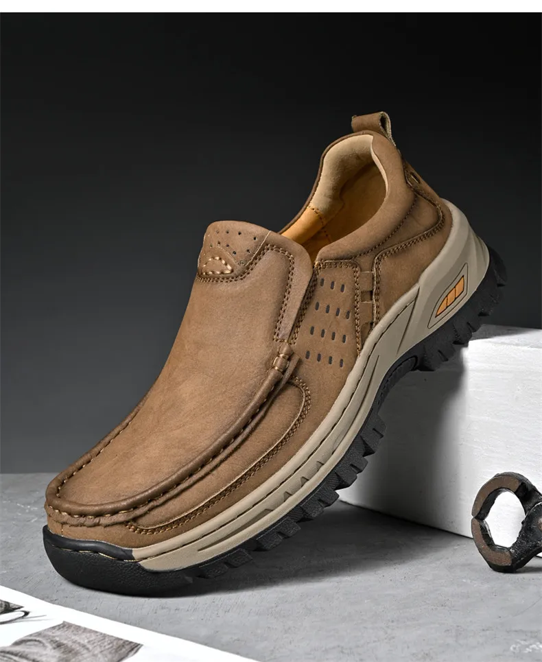 Marke Männer Schuhe Hohe Qualität Aus Echtem Leder männer Casual Schuhe Slip Auf Komfort Business Mann Wohnungen Schuhe Outdoor Männer arbeit Schuhe – Detail 4