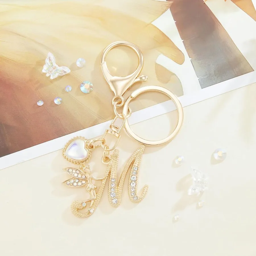 Vergulde alfabet beginletter sleutelhanger sleutelhanger voor vrouwen meisjes kristallen sleutelhangers voor portemonnee rugzak tas charme