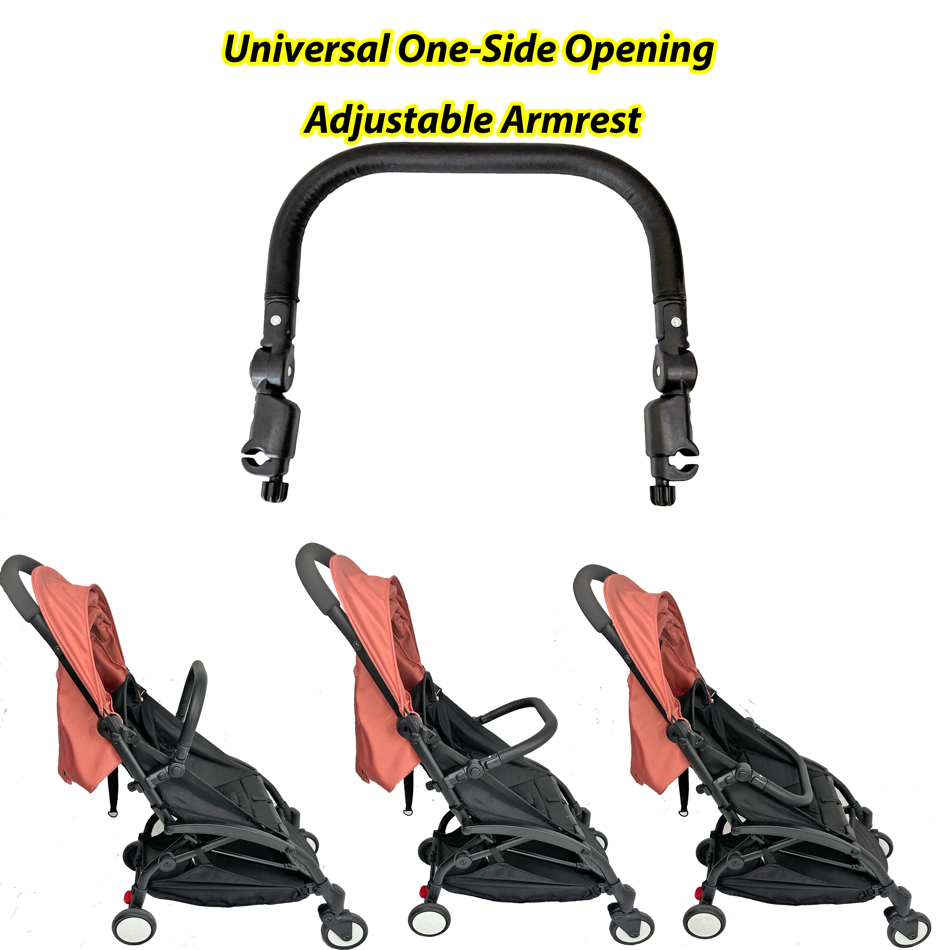 Universal One-Side Opening Adjustable Armrest  Fits Most Strollers