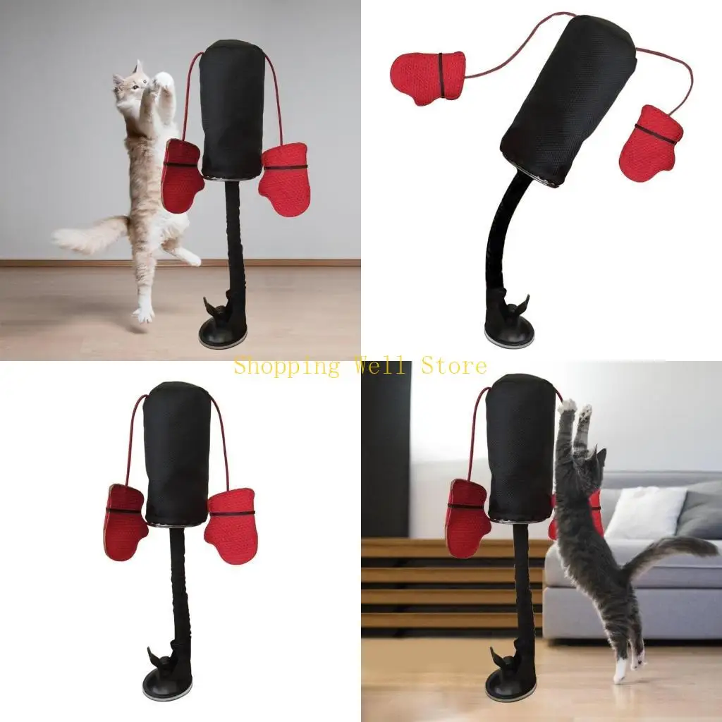 

KX4B Игрушка для кошек Боксерский мешок Боксерские перчатки Кошки Боксерская груша Игрушка Тизер Боксерская игрушка