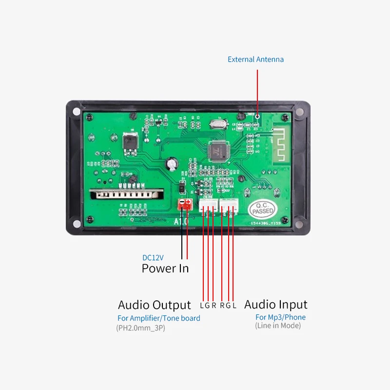 مشغل الصوت الرقمي LCD MP3 بلوتوث 5.0 لوحة فك التشفير دعم تسجيل الاتصال مع FM AUX USB SD BT لمكبر الصوت