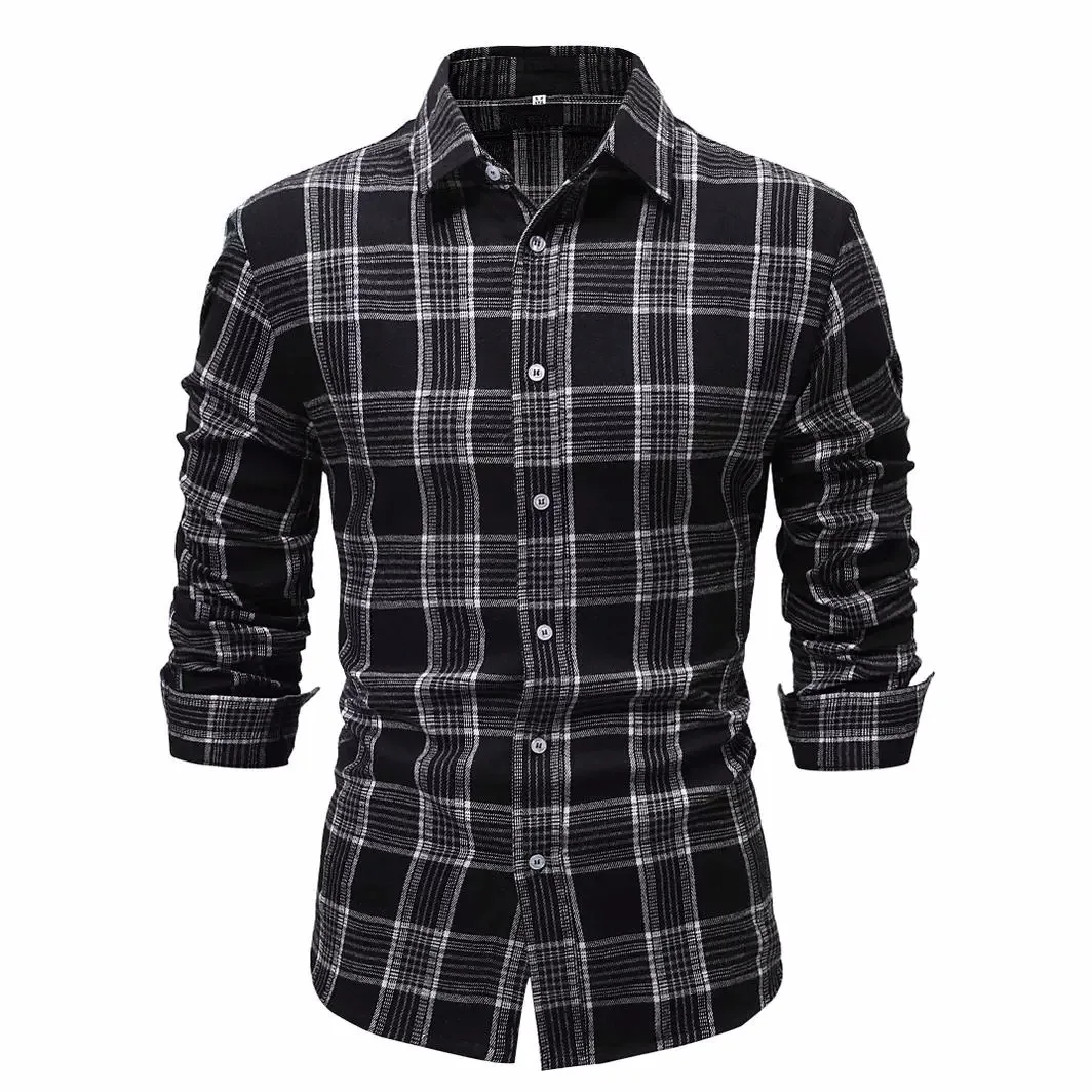 

Men's Casual Plaid Long Sleeve Shirt in Greensand for Autumn/WSpring Cross-border Fashion Outlet Special Supply New