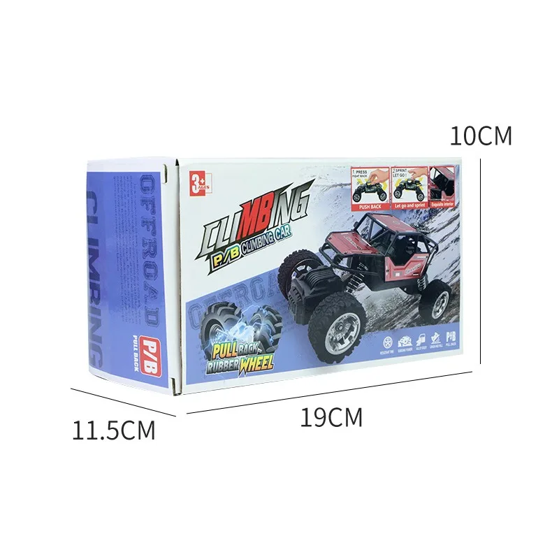 Kids Toys Large 19cm Alloy Pull-back Off-road Vehicle Shock-resistant Four-wheel Drive Big Castor Climbing Car Model Gift Box