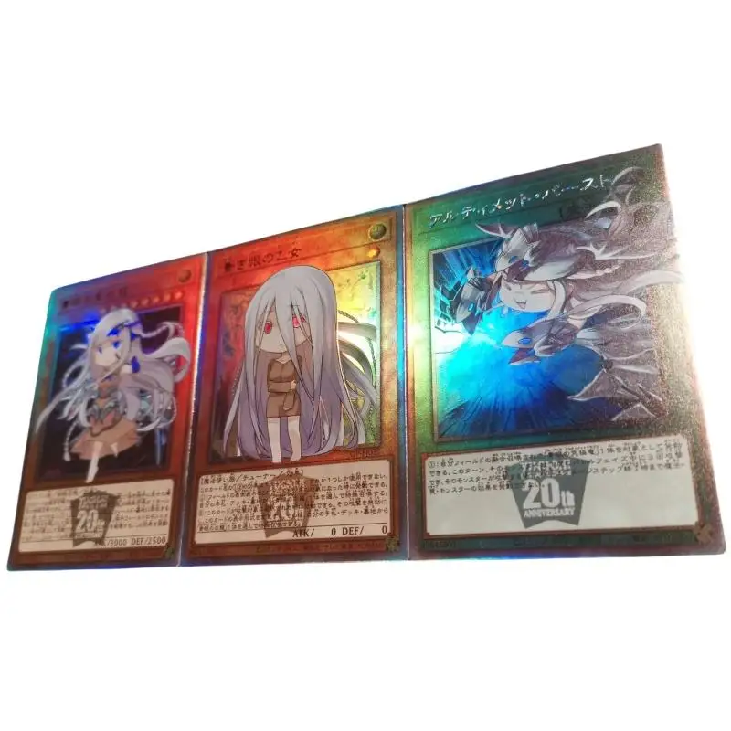 Yu-Gi-Oh Flash Card Kisara White Dragon Mother Girl processo PSER fai da te 3 fogli Action Toy Figures Anime Game Collection Gift