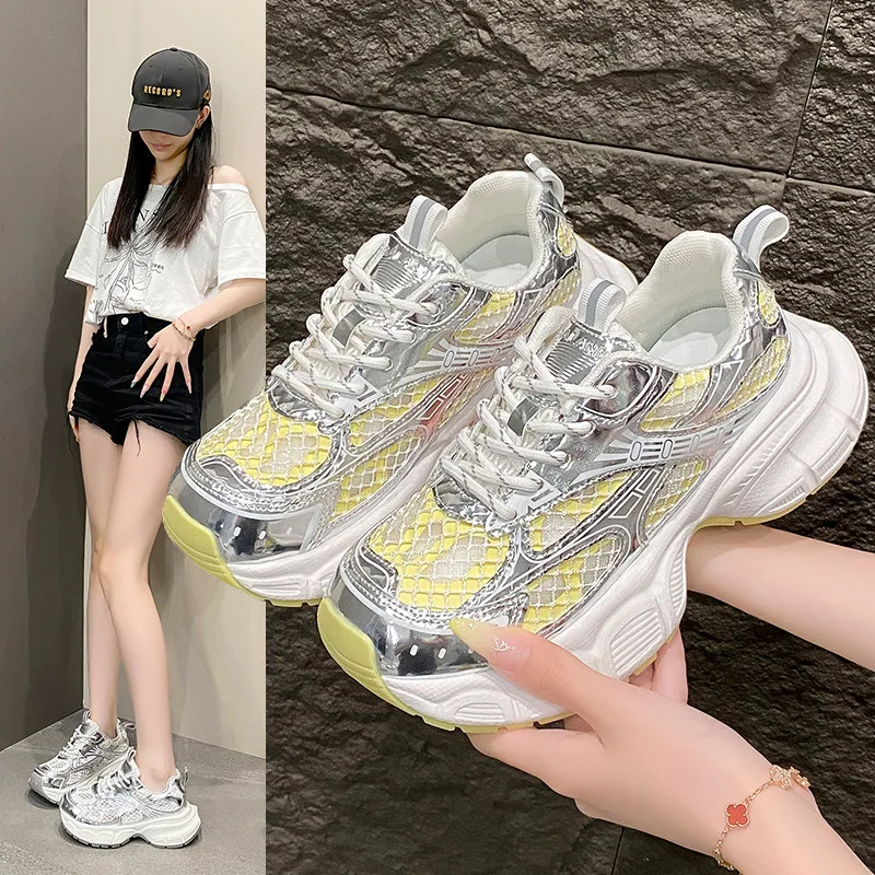 

Thick-Soled Dad Shoes for Women Spring and summer women's breathable shoes ins Height-Increasing Casual Sports Shoes