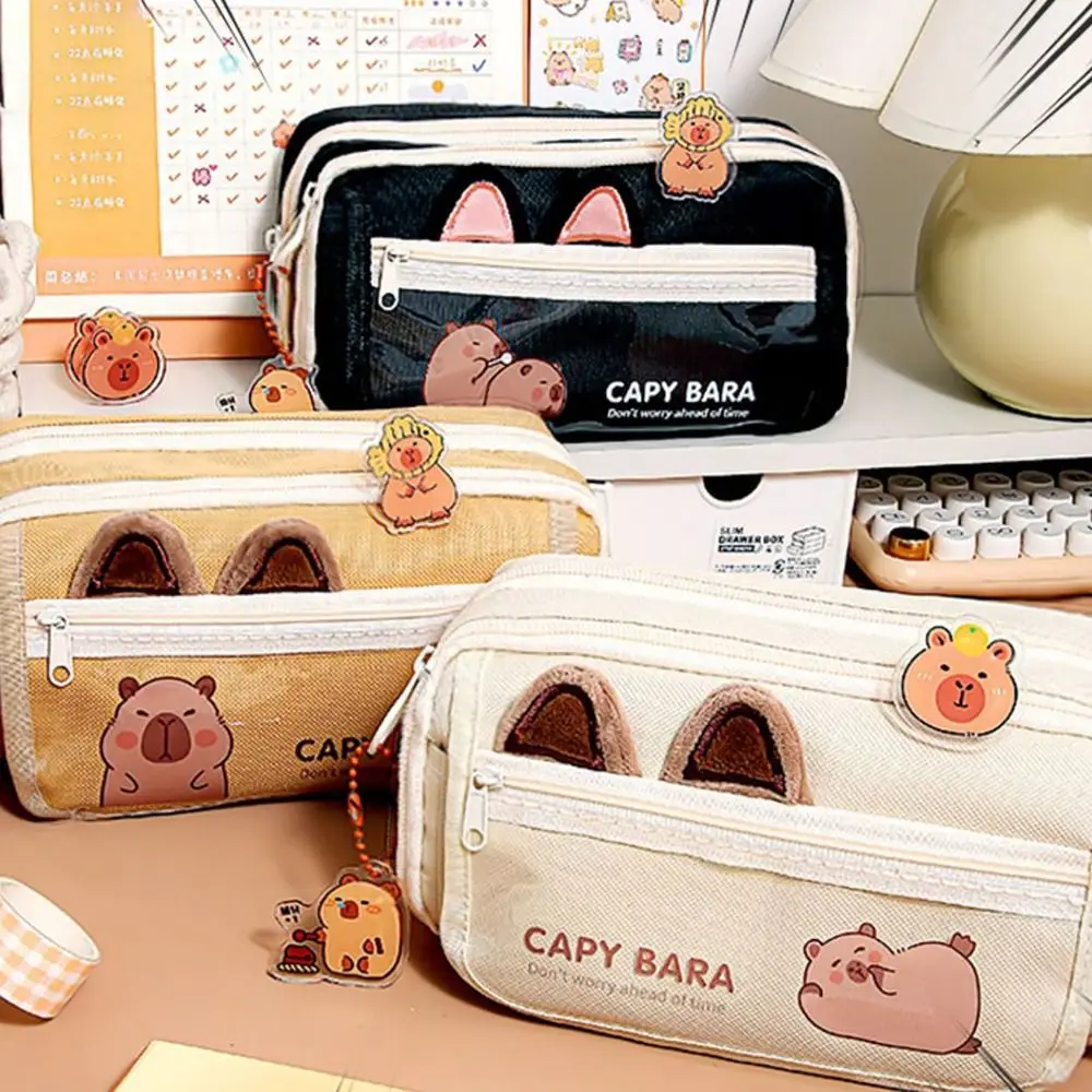 

Карандаш с мультяшным принтом capyучитывающий реальность, 11 слоев, многофункциональная сумка для ручек, сумка на молнии с откидной крышкой, канцелярская сумка для хранения, подарок для студента