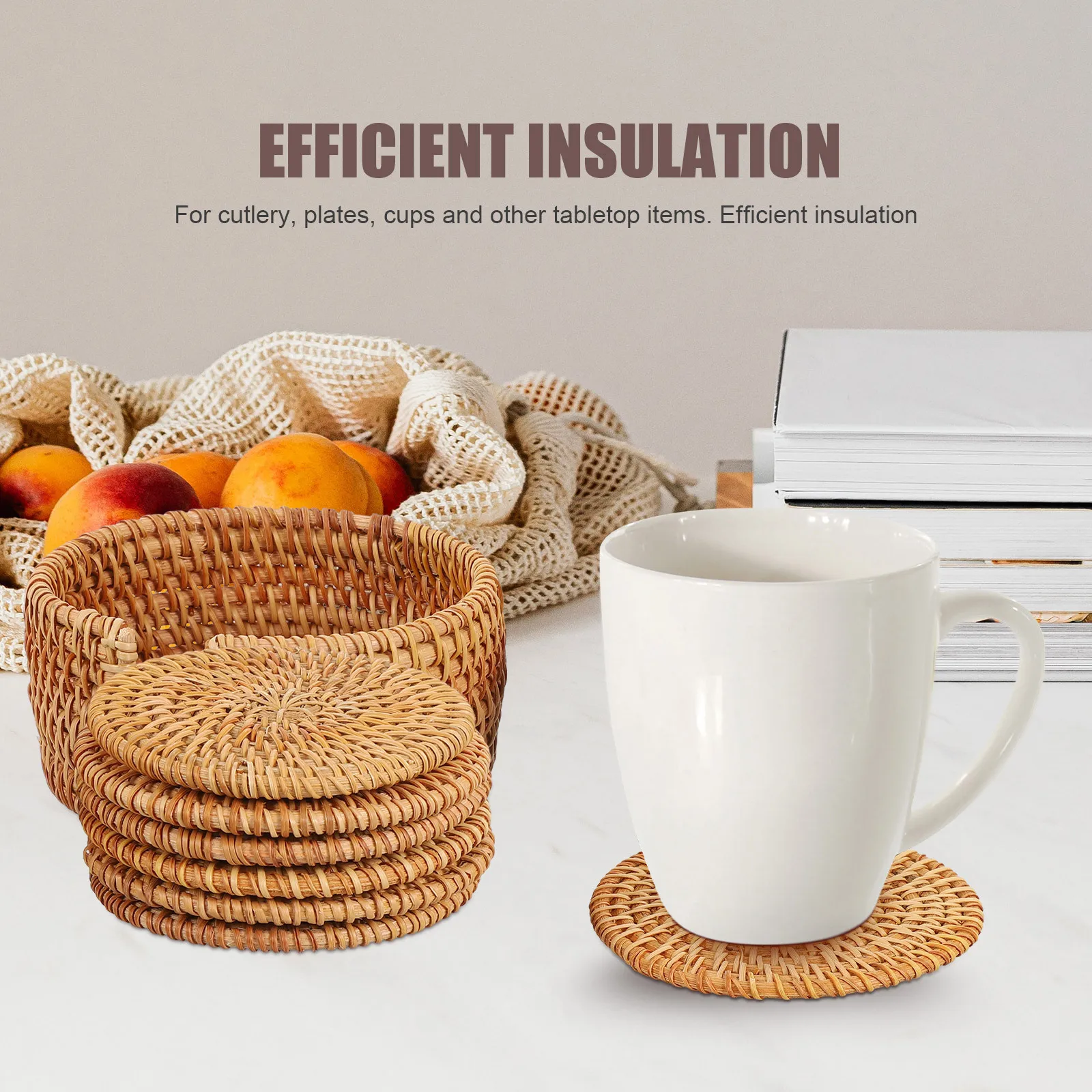 

1Set Insulated Cup Mats Woven Coasters Practical for Home Dining Table Protection Coaster Decorative Cup Mat
