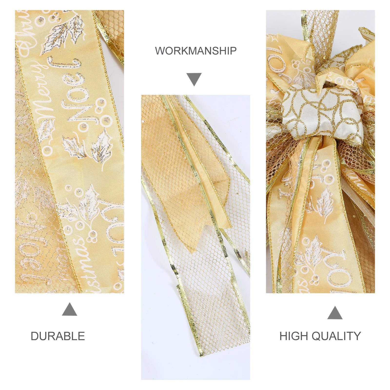 

Christmas Tree Top Bow Bowknot Decor Topper Decorations Tie Polyester Xmas Trees