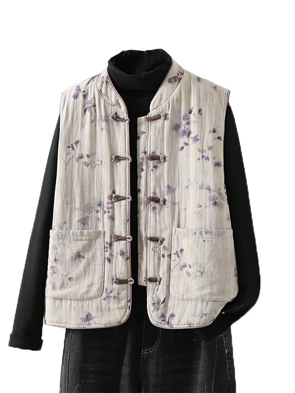 سترة نسائية من القطن والكتان سترة دافئة فضفاضة تناسب Faionable الصينية التقليدية Sle زر حتى ملابس خارجية لشتاء 2025 #5