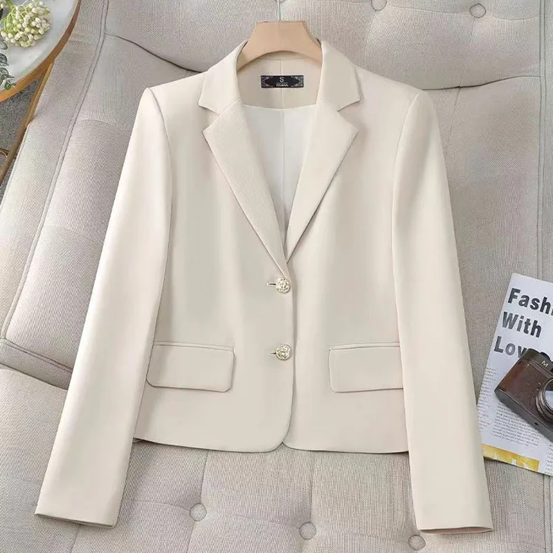 Lucyever 2024 Autumn New Black Blazers Women Korean High Quality Office Suit Jacket Ladies Fashion Long Sleeve Button Up Blazer