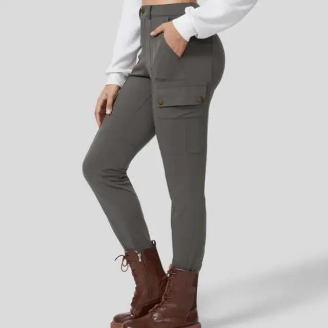 

High Waist Men's Hiking Pants Tight Pure Color Multi kets Korean Sle Casual Trousers Straight Leg Soldier Pants