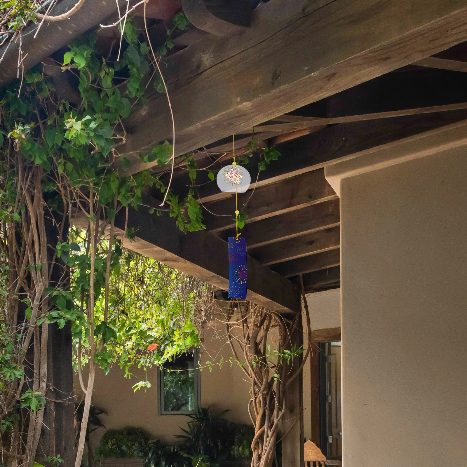 

Japanese Style Glass Wind Chime Vintage Colored Pendant Decorative Wind Bell Balcony Garden Hanging Outdoor Home Decor