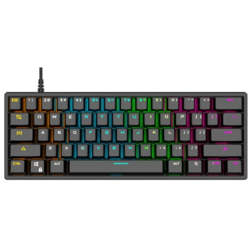 BAJEAL K101 Wired 61-Key Mechanical Keyboard with Portable Glowing True Mechanical Keys Cool Blue Switches for Gaming
