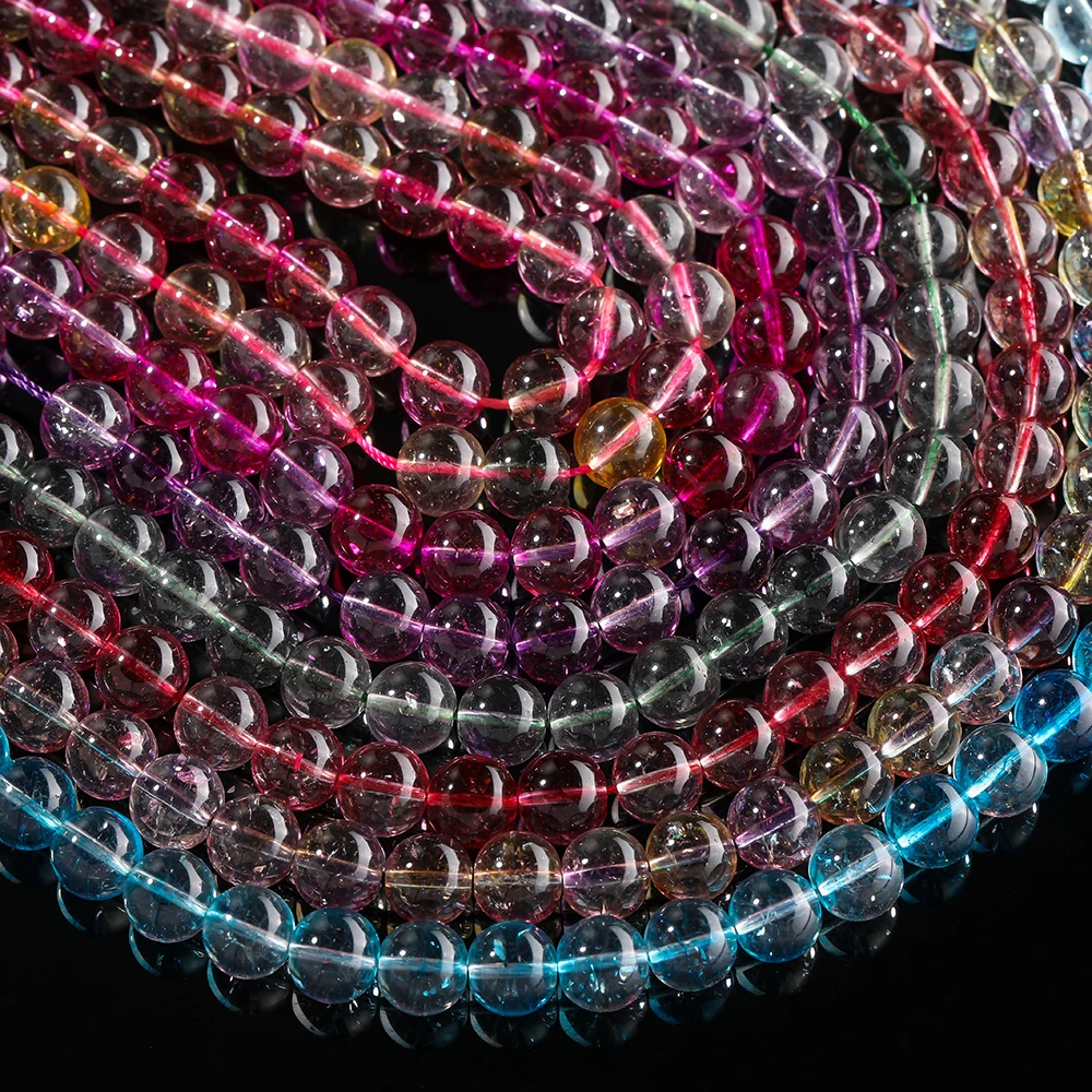 

6/8/10mm Transparent Glass Beads Colorful Crystal Round Loose Spacer for Jewelry Making DIY Bracelet Necklace Accessories
