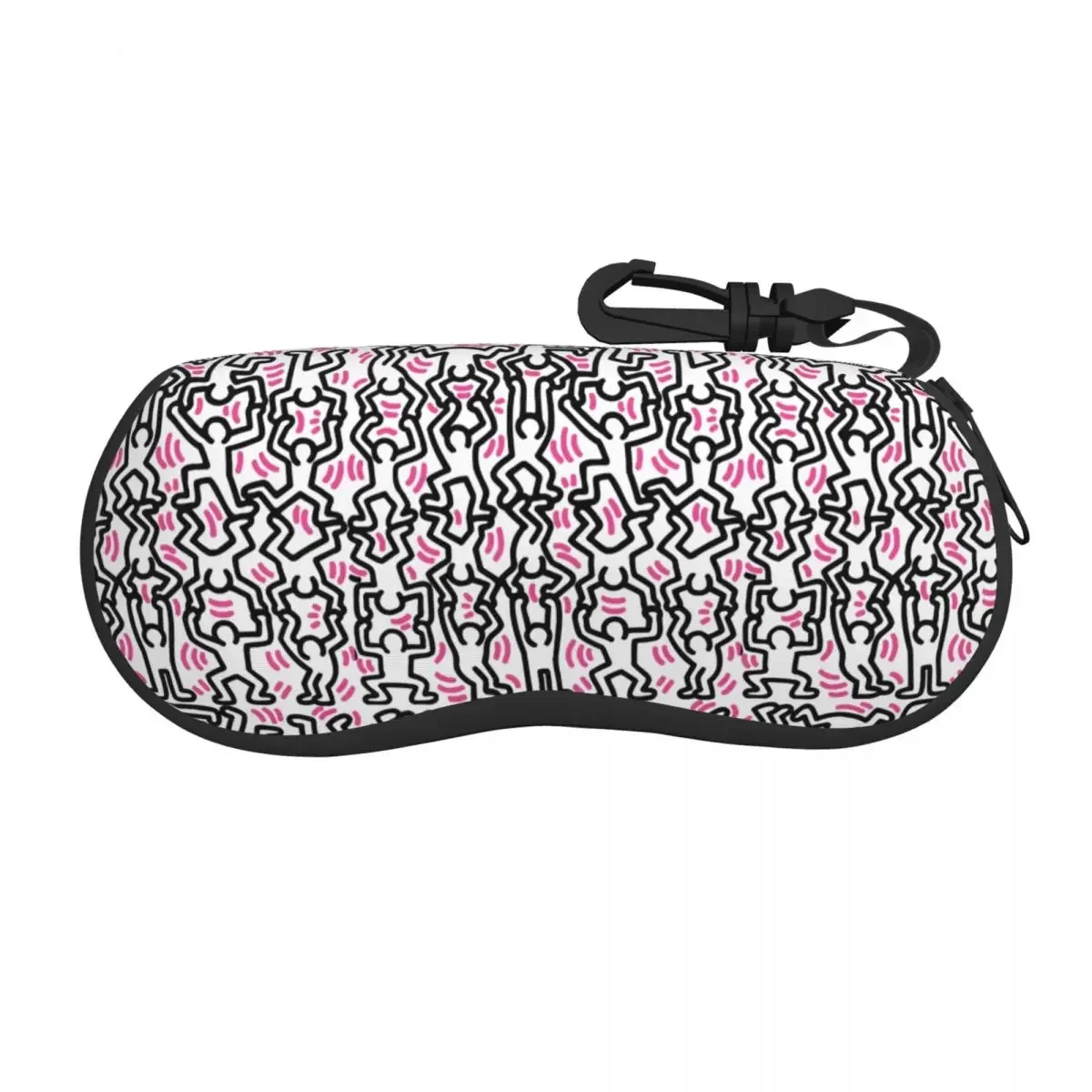 Custom White Cloud Abstract Haring Dance Shell Glasses Case Unisex Travel Eyeglasses Case Sunglasses Protector Box