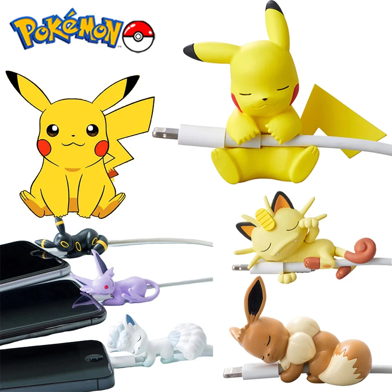 Pokemon Pikachu Charging Cord Protection USB Cable Case Cartoon Eevee Data Line Cord Cable for IPhone Xiaomi Samsung Accessories