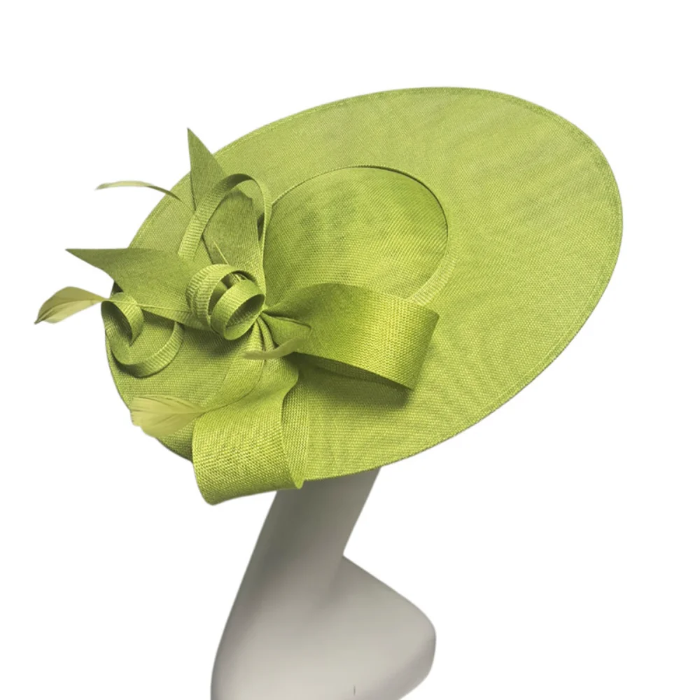Fashion Wide Brim Women Fascinator Hats with Headband Vintage Tea Party Hat Large Elegant Derby Hat for Wedding Event