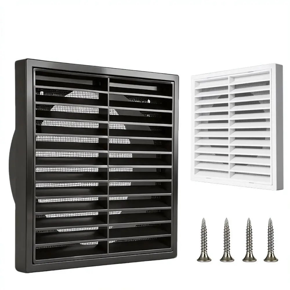 Durable Plastic Air Vent Cover Grille With Insect Screen Mesh For Bathroom Kitchen Exhaust Pipe Ventilation Duct Wall Mount