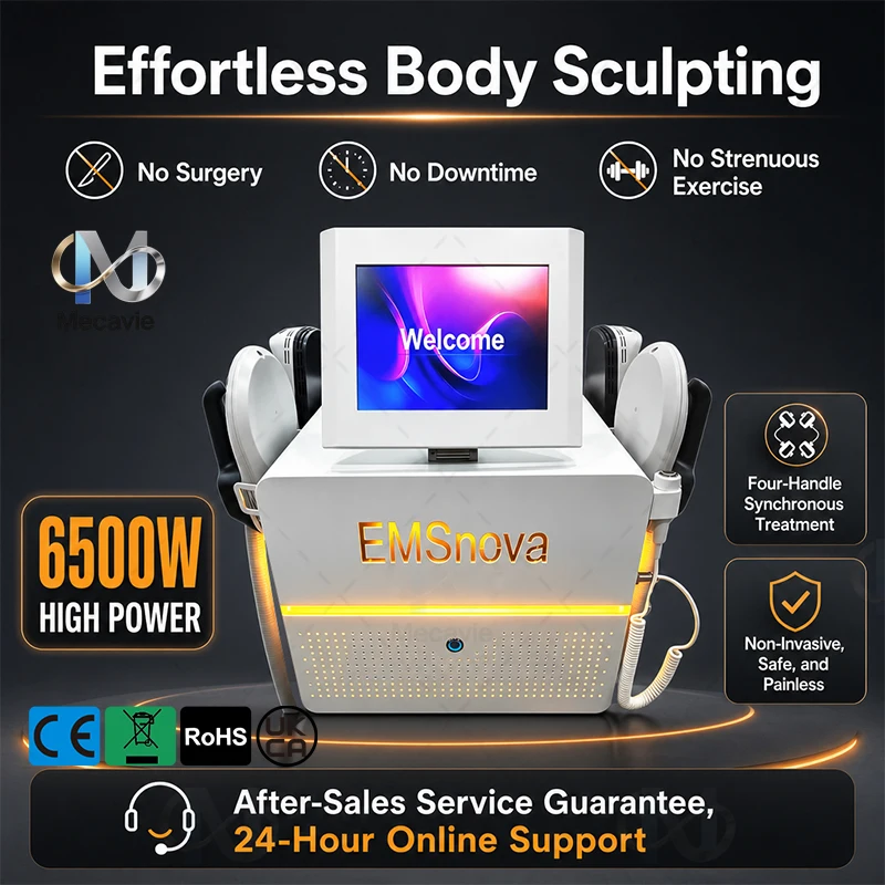 Emsnova New 6500W HIEMT EMS Sculpt Machine 4 Handles Fat Burn Muscle Stimulation Full Body Shaping Salon Beauty Device For Salon