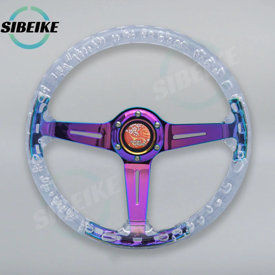 スポーツステアリングホイール,クリアクリスタル,アクリルバブル,jdm