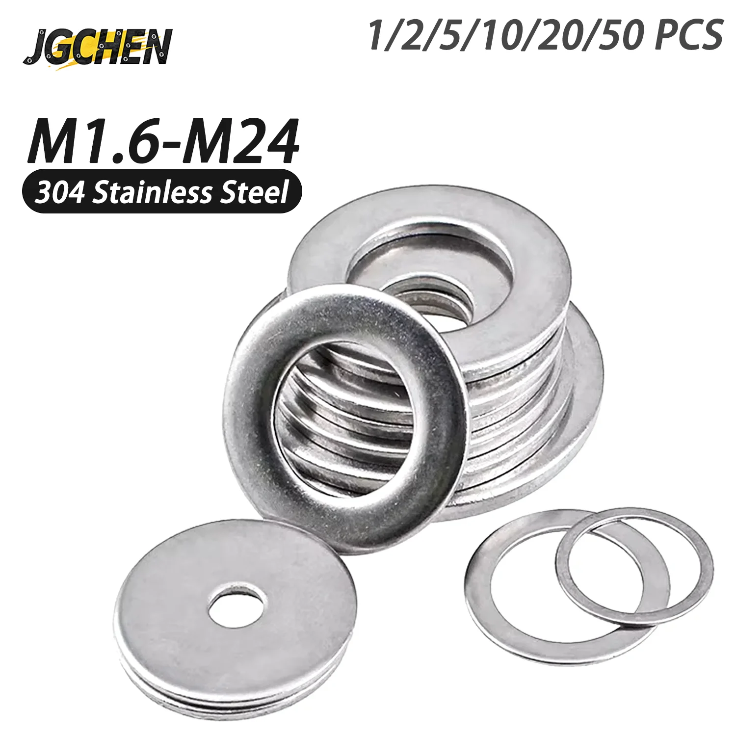 

304 Stainless Steel M1.6 M2 M3 M5 M6 M8~ M24 Gasket Ultra-thin Metal Screw Flat Washer Standard Increase Thickened Meson Washer