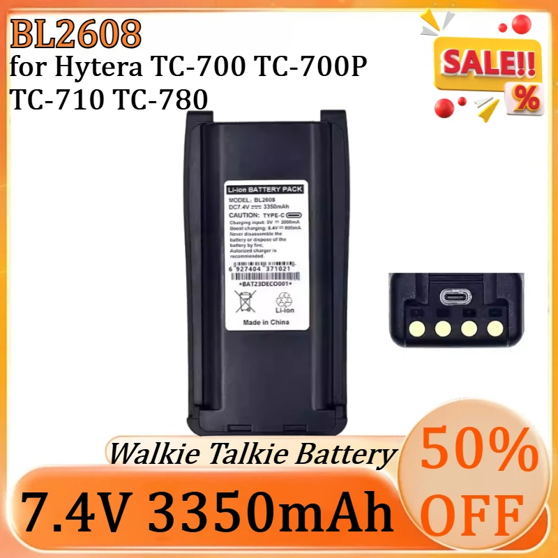 

New 3350mAh BL2608 Type-C USB Rechargeable LI-ION Battery for Hytera TC-700 TC-700P TC-710 TC-720 TC-780 BL1703 Two Way Radio