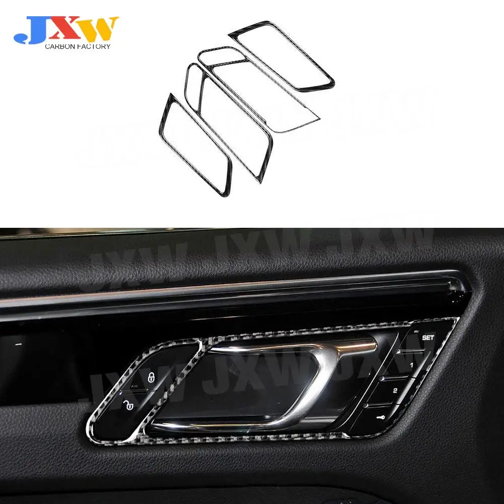 

Carbon Fiber Inner Door Handle Panel Trim Frame Rim Cover Stickers For Porsche Macan 2015-2018 Interior Accessories