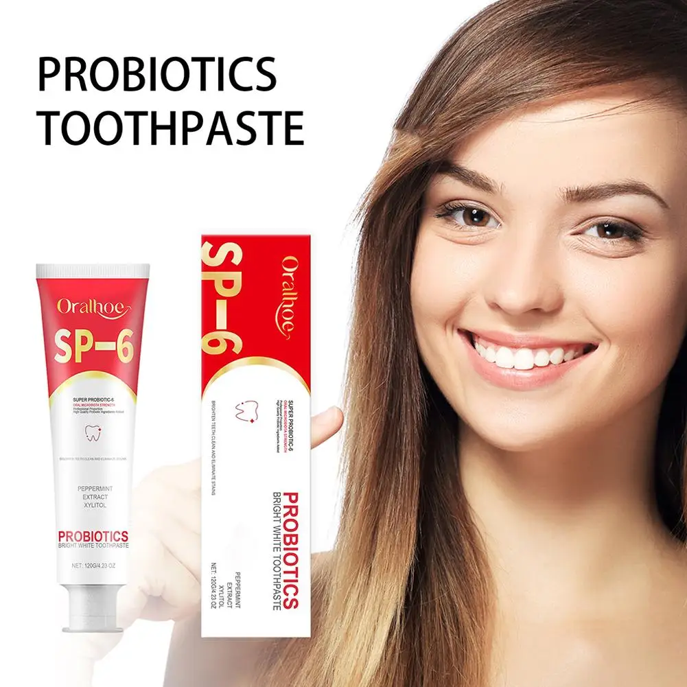 SP-6 pasta de dientes de limpieza con extracto de plantas naturales, prevención bucal, cavidad, probióticos, blanqueamiento, pasta de dientes, higiene dental T8R8