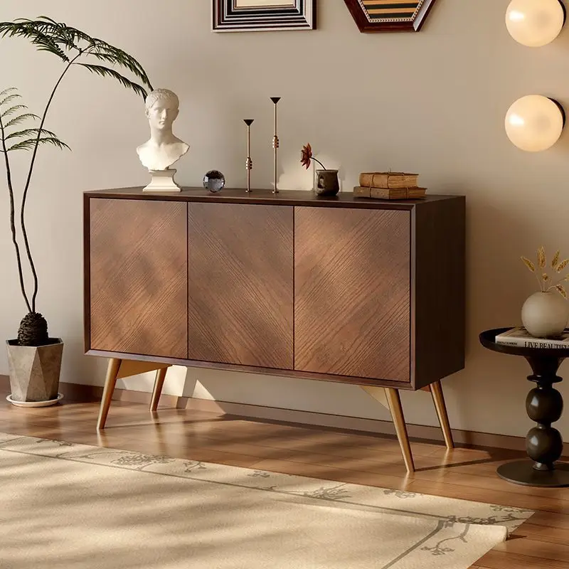 خزانة جانبية للمكتب من الخشب الصلب للتخزين على الحائط وغرفة معيشة منزلية بسيطة وحديثة #5