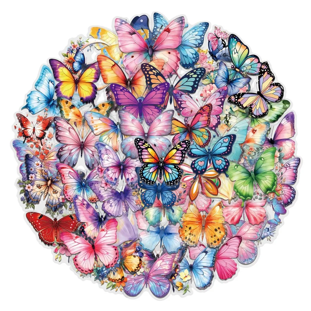 60 Pieces Colorful Butterfly Sticker Pack - Waterproof Transparent PET Decals for Guitars & Notebooks RecordingYourLife Store