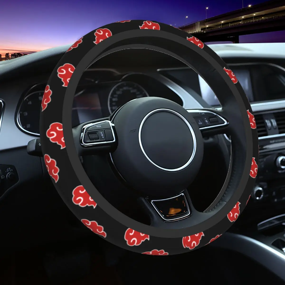 38cm Akatsuki Neji Konoha Car Steering Wheel Cover Anime Braid On The Steering Wheel Cover Auto Elastische Automobile Accessory