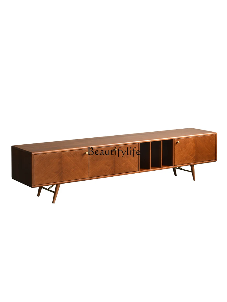 Nordic TV Cabinet Modern Simple Coffee Table TV Cabinet Unit Light Luxury Solid Wood Bedroom Living Room Furniture