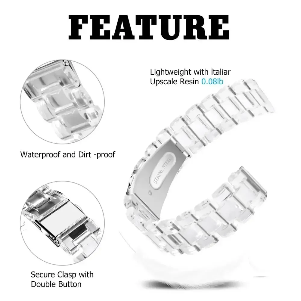 Pulseira transparente de 22mm para zeblaze além/airs/balk 3 plus, pulseira de resina para zeblaze gts 3/gtr 3 pro/vibe 7 pro