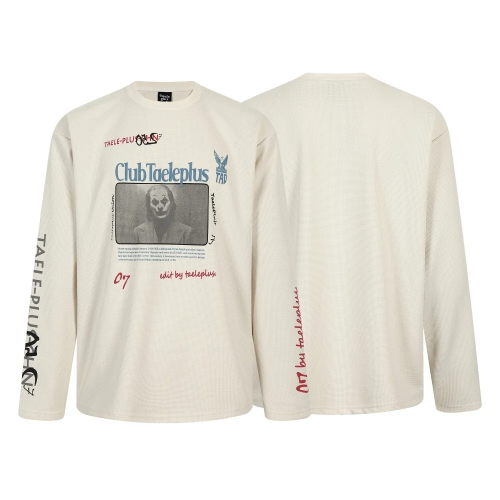 

Женская футболка с круглым вырезом и принтом «Клоун», с длинным рукавом, свободного кроя, повседневная уличная одежда, унисекс, для женщин и мужчин