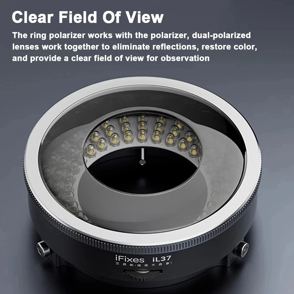 iFixes iL37 Microscope Polarized LED Ring Light Lamp Anti Glare Illuminators Source Eliminating Reflections Repair Light Source