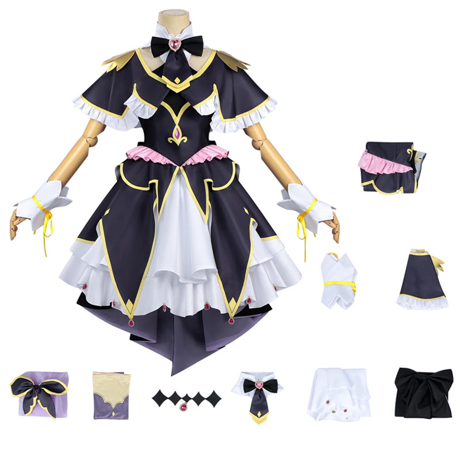

Moria Ruruka Cosplay Costume Anime Girl Black Lolita Uniform with Socks Accessories Set Halloween Carnival Outfit