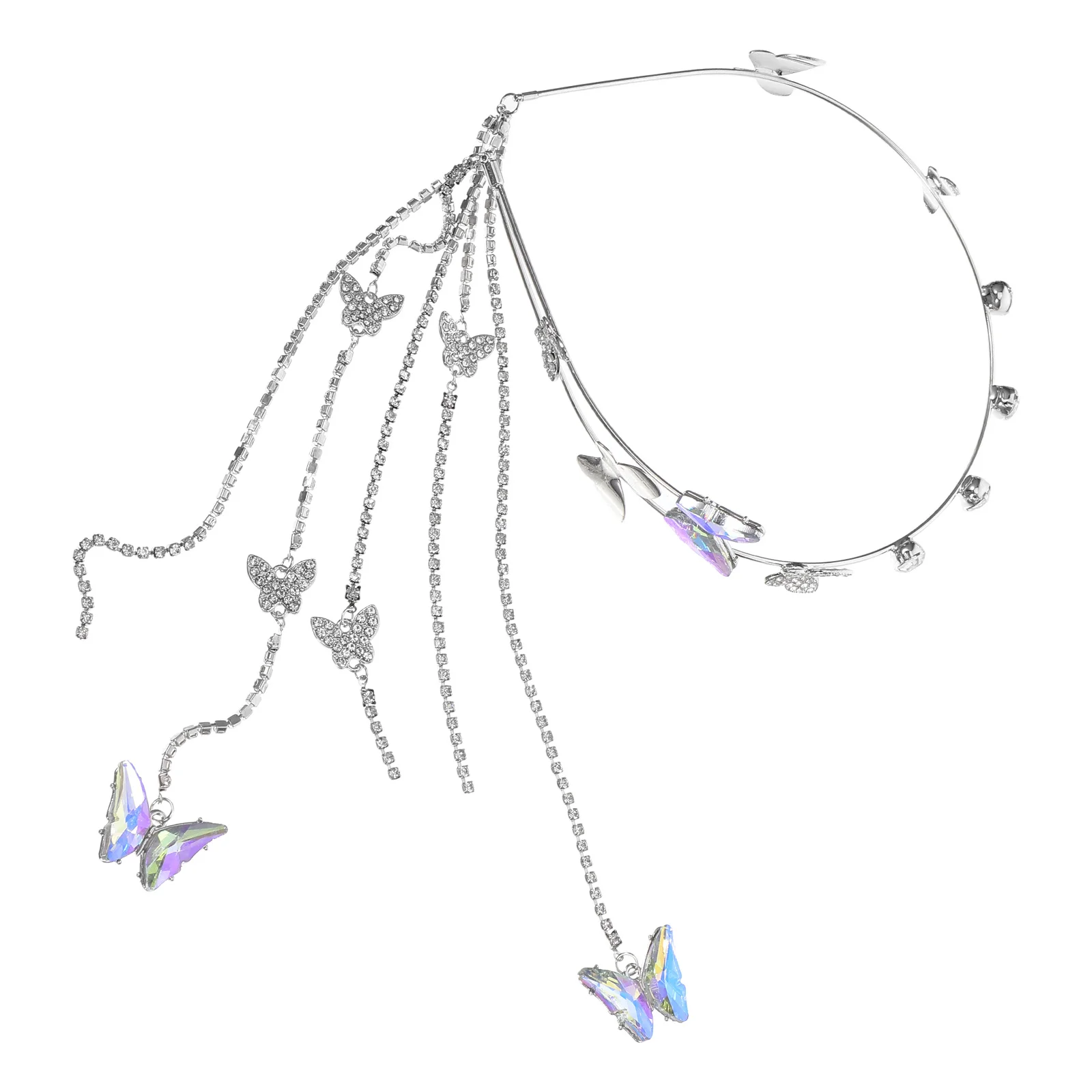 

Butterfly Tassel Crystal Headband Zircon Elegant Hair Accessory Headpiece for Women Weddings Parties Proms Tassel Headband