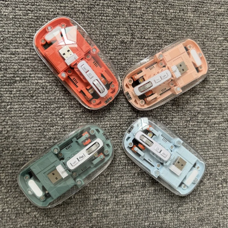 Transparent Wireless Tri-mode Bluetooth Silent Rechargeable Magnetic Suction Mouse Creative Gift Office Laptop Desktop Mice