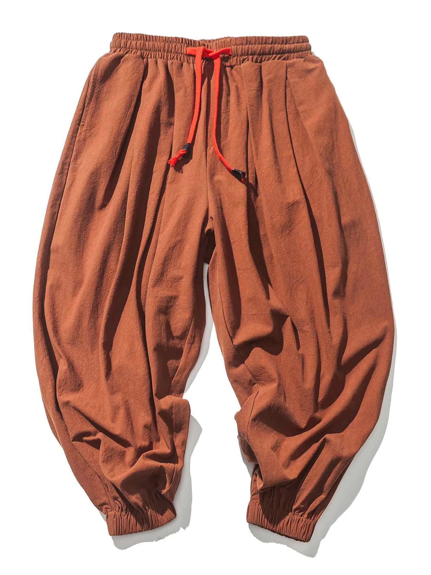 

Men's Summer Thin Cotton Linen Wide Leg Casual Sports Pants Loose Fit Nine Points Loose Footwear Breathable Lightweight Trousers