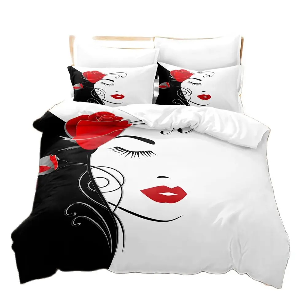 3D Printed Anime Lovely Girl Cute Bedding Set Down Quilt Cover With Pillowcase Double Complete Queen King Bedding