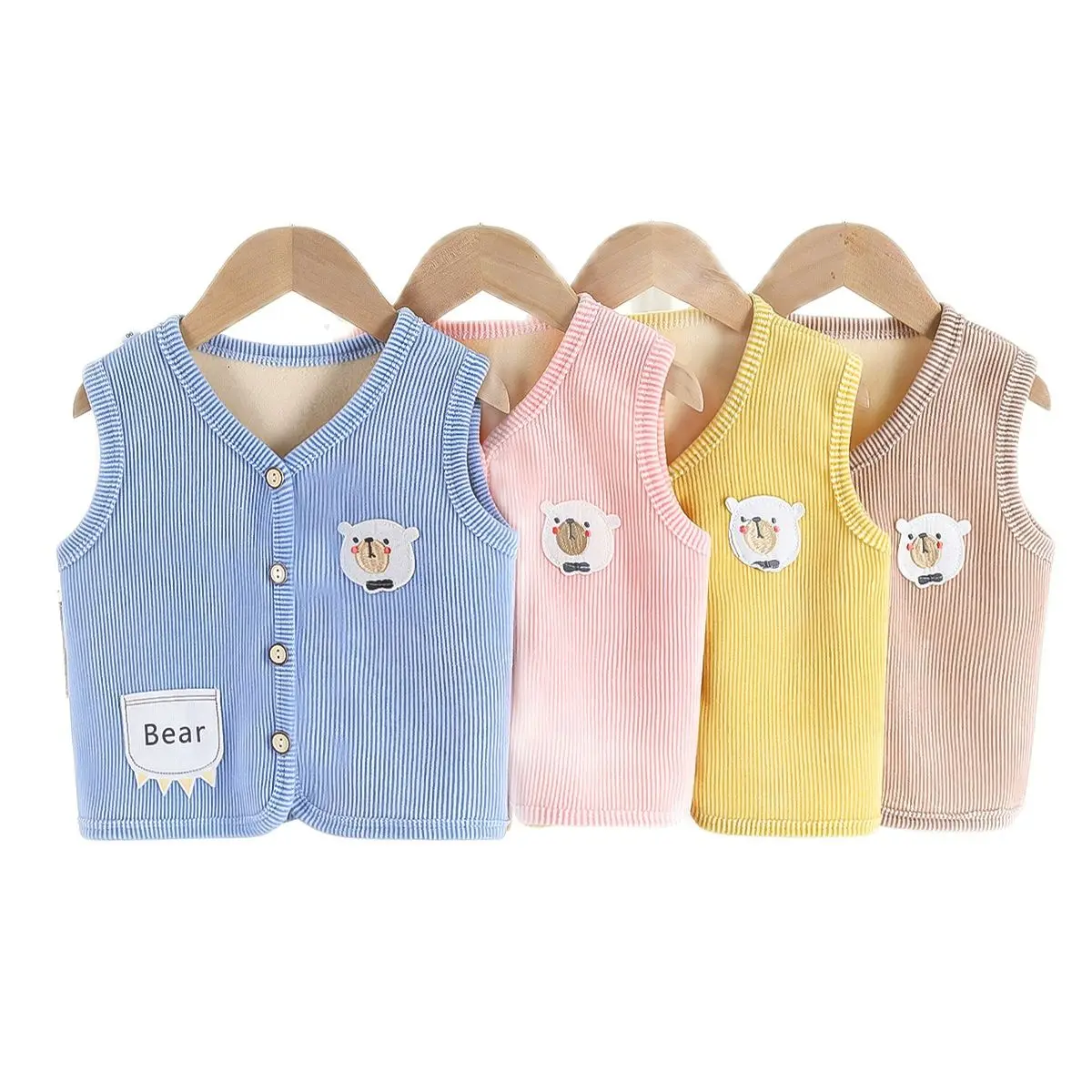 0-5Y Cartoon Bear Winter Kid Vest Fur Waistcoat Thick Warm Jacket Sleeveless Baby Girl Boy Toddler Children Clothes Outfit