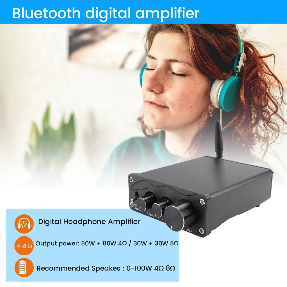 

*Отливый Hi-Fi усилитель звука MA12070 80Wx2 Bluetooth 5,0 стерео аудио усилитель мощности для домашнего кинотеатра караоке Amplifiy-черный