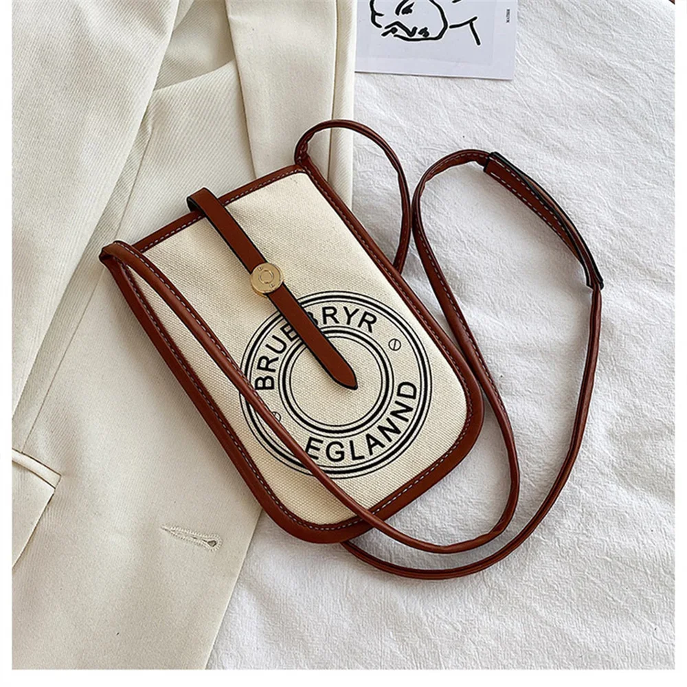 Canvas Mobile Phone Bag Economic Card Coin Purse Women\'s New Style 2021 Fashion Shoulder All-Match Messenger Trend Simpel Light