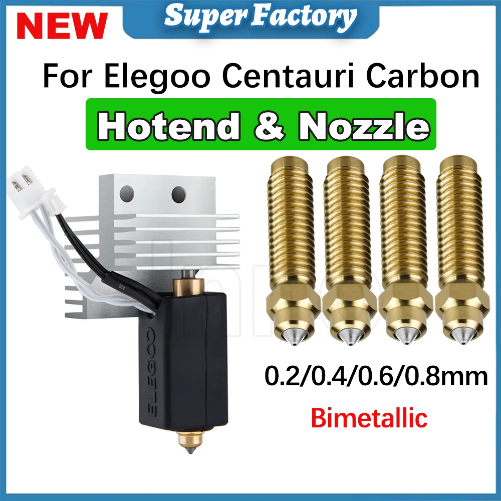 Boquilla bimetálica mejorada para boquillas Hotend Elegoo Centauri de 0,2/0,4/0,6/0,8mm para impresora 3D Centauri Carbon Hotend