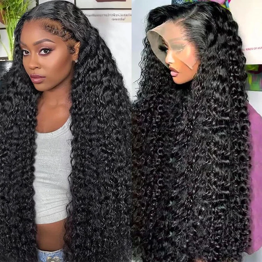 

13x4 Lace Frontal Human Hair Wigs Brazilian 30 Inch Deep Wave 13x6 Transparent Lace Front Wig 4x4 Closure Wig 200%