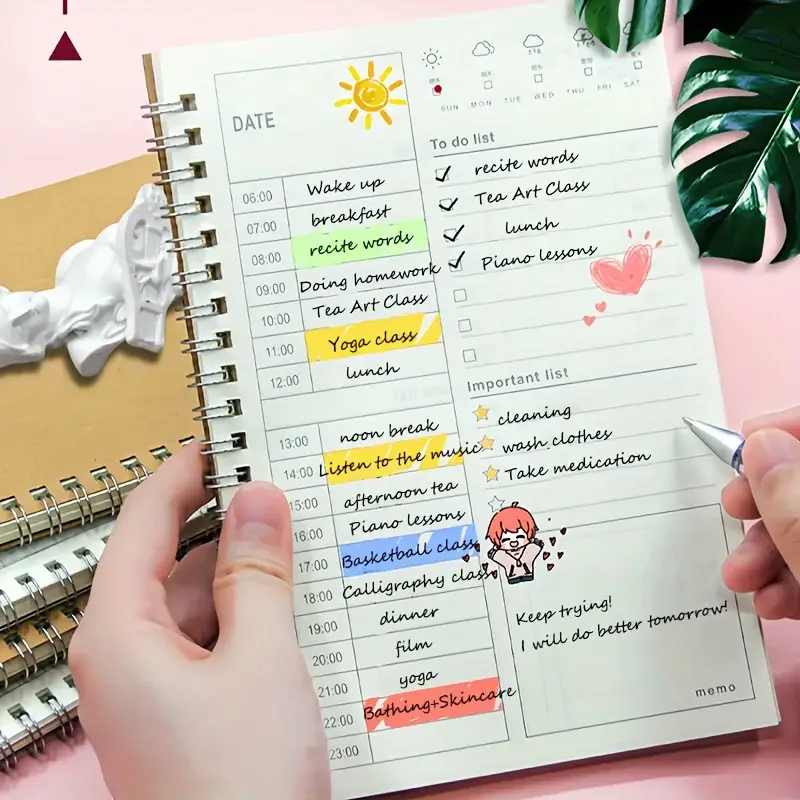 Self-improvement Task Organizer Notebook 120 Day Adult Daily Planner Notepad Office School Supplies