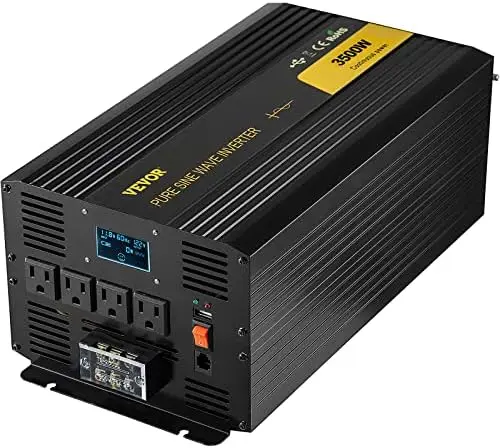 

Pure Sine Wave Inverter 3500 Watt Power Inverter, DC 12V to AC 120V Car Inverter, with USB Port LCD Display Remote Controller an