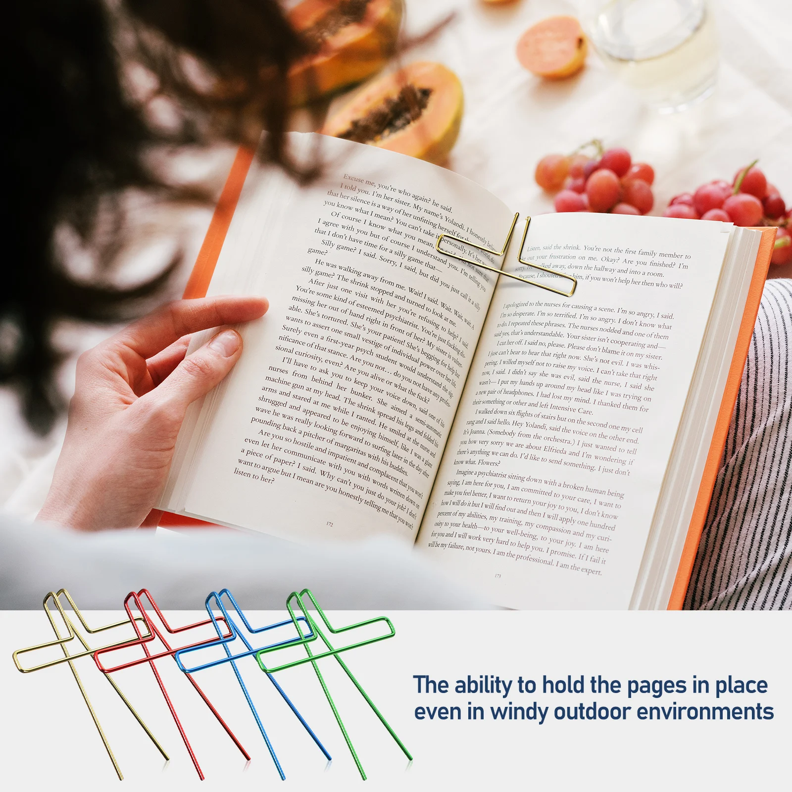 

8pcs Metal 3D Book Folder Clips Page Holder Colorful Reading Accessories Durable Rust Resistant Hands Free Bed Music Document