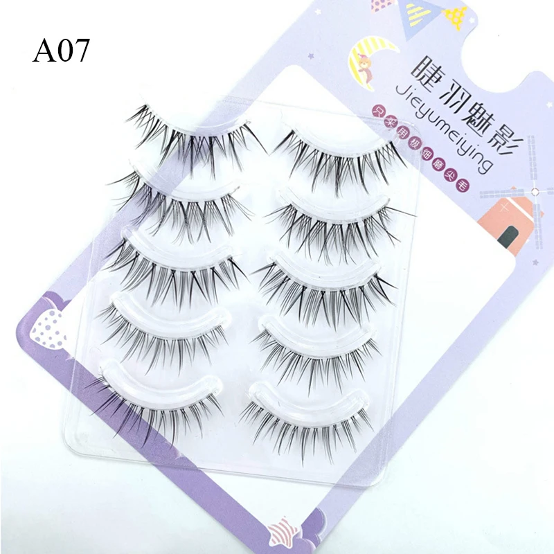 Fairy Y2k Cosplay False Eyelashes 5 Pairs Little Devil Natural Cross Tapered Thai Manga Lashes Extensions Korean Makeup Products