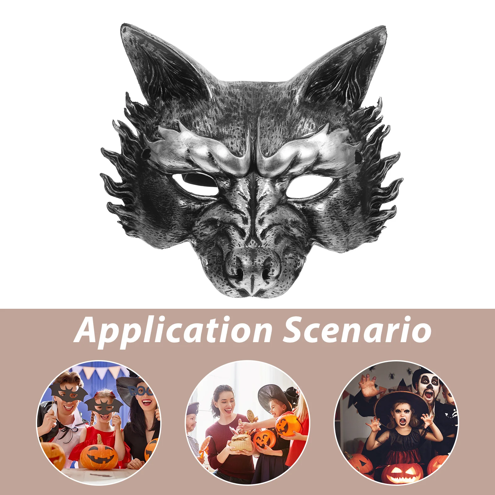 1 Uds. Retro adulto ligero media cara mascarada disfraz de Halloween decorativo para hombres mujeres lobo adulto Halloween